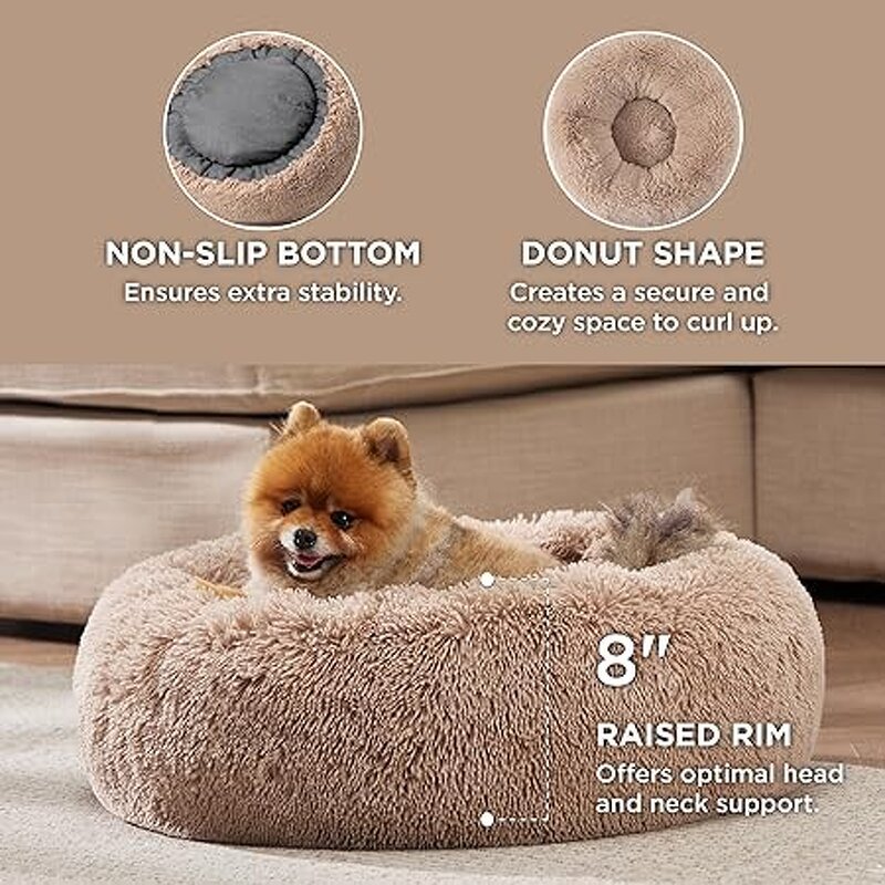 Dog Bed Supplier - Donut Washable Anti-Slip Round Fluffy Plush for Pets