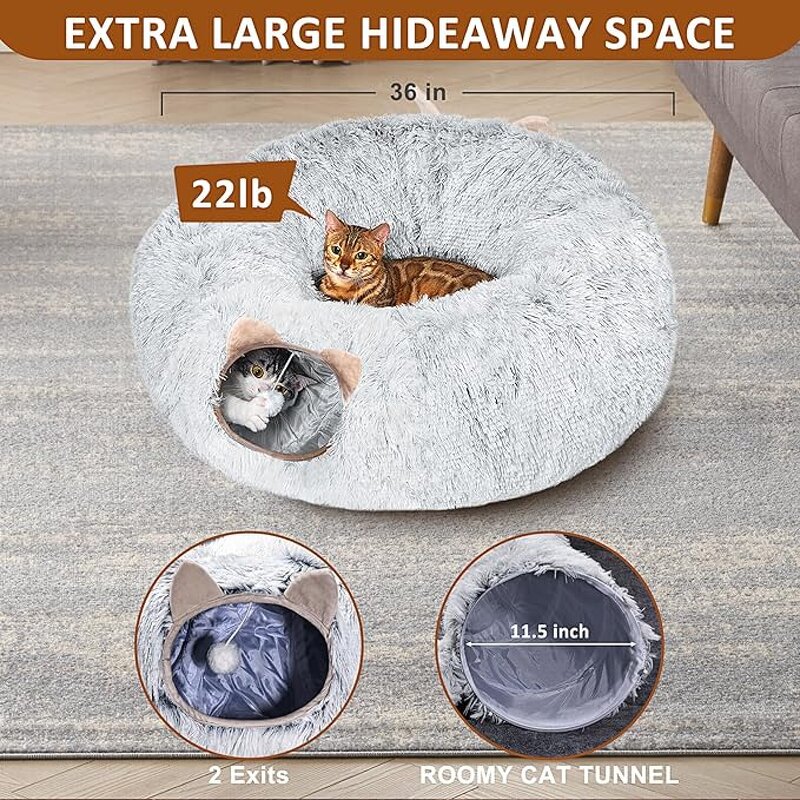 Cat Tunnel Manufacturer - Large Collapsible Plush Tube with Mat & Balls