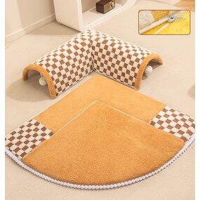Cat Tunnel Bed Factory - 2-in-1 Play Tunnel and Mat Checkered Plush Design