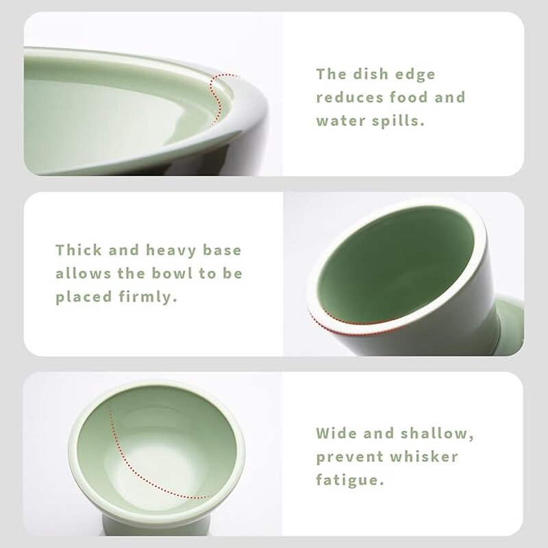 Ceramic Cat Food Bowl Factory - Extra Wide Shallow Dish for Whisker Fatigue Relief