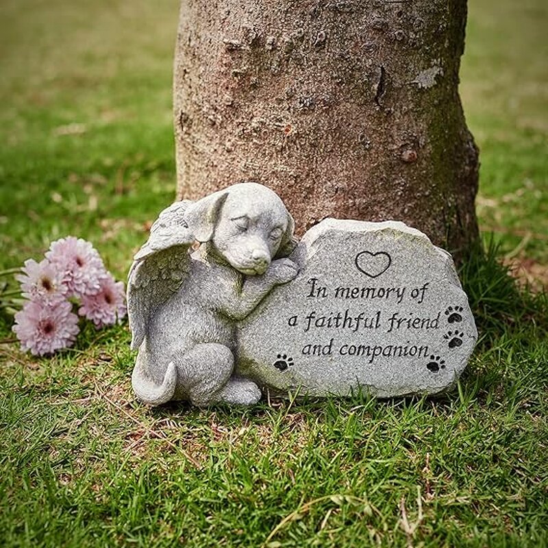 Dog Memorial Statue Factory - Sleeping Angel Figurine Grave Marker Outdoor