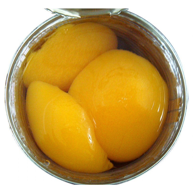 Canned Yellow Peach Halves Fruit Syrup Pulp