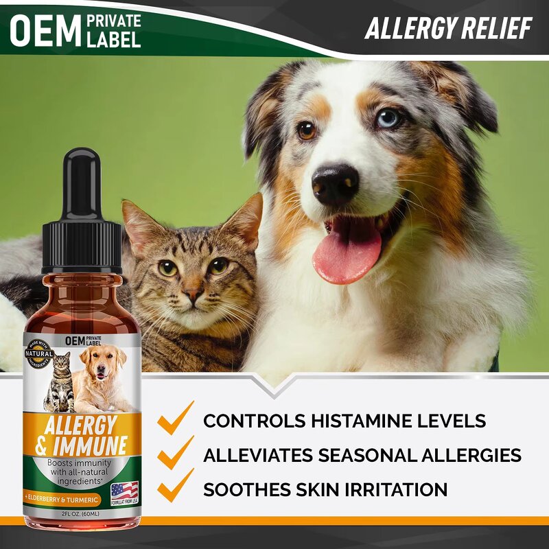 Allergy Relief Drops Manufacturer - for Cat Dog with Turmeric Milk Thistle