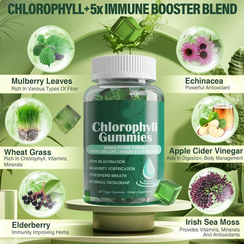 Chlorophyll Gummies Factory - Hot Sale OEM Daily Greens Chewable