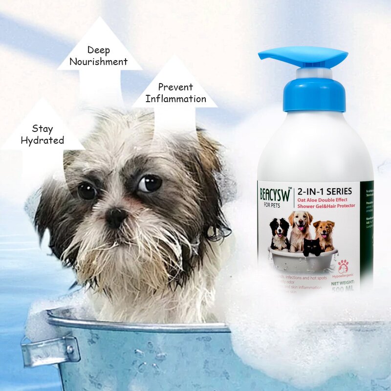 Pet Shower Gel Supplier - Natural 2-in-1 for Soothing Skin Glossy