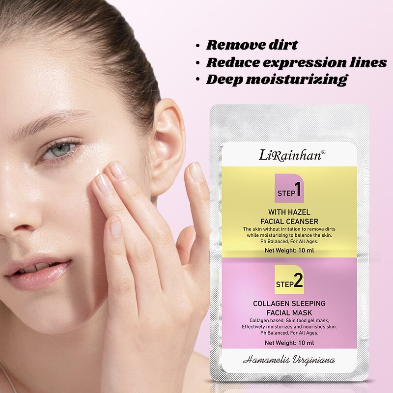 Facial Mask Set Supplier - 2 Steps with Witch Hazel Cleanser Collagen