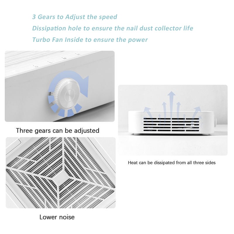 Professional 120 W Nail Dust Collector for Nail Salons Low Noise Manicure Dust Collector Portable Vacuum Cleaner Machine