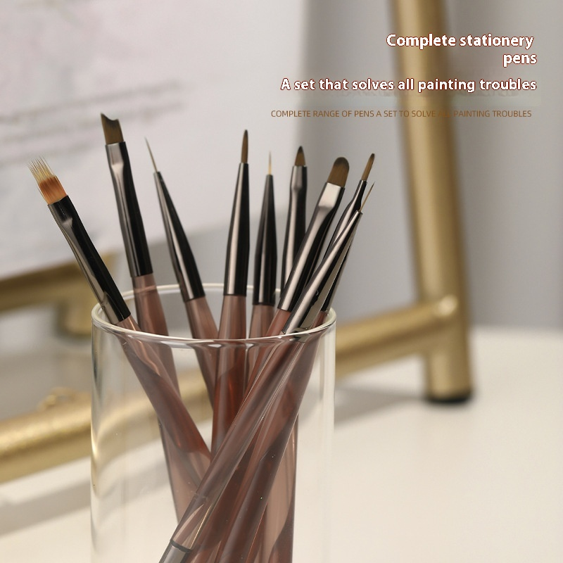 Japanese Style Synthetic Hair Nail Art Brush Ultra-fine Painting Liner Pen UV Gel Dual-ended Long Handle Nail Salon Tool