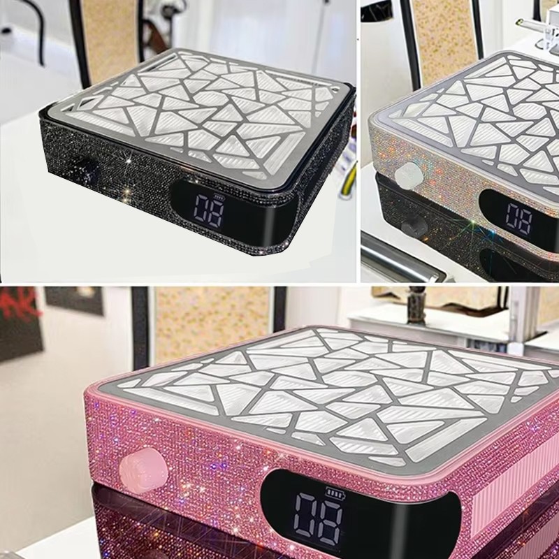 New Arrival 48W Brushless Wireless Diamond Nail Dust Collector 3500RPM Rechargeable Portable Vacuum Popular Square Shine