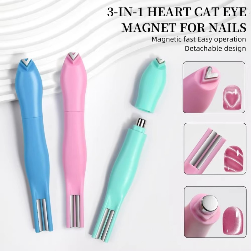 Three-in-One Professional Cat's Eye Nail Polish Glue Strongly Magnetic Love Magnet Multi-Function Cylindrical Nail Art Heart