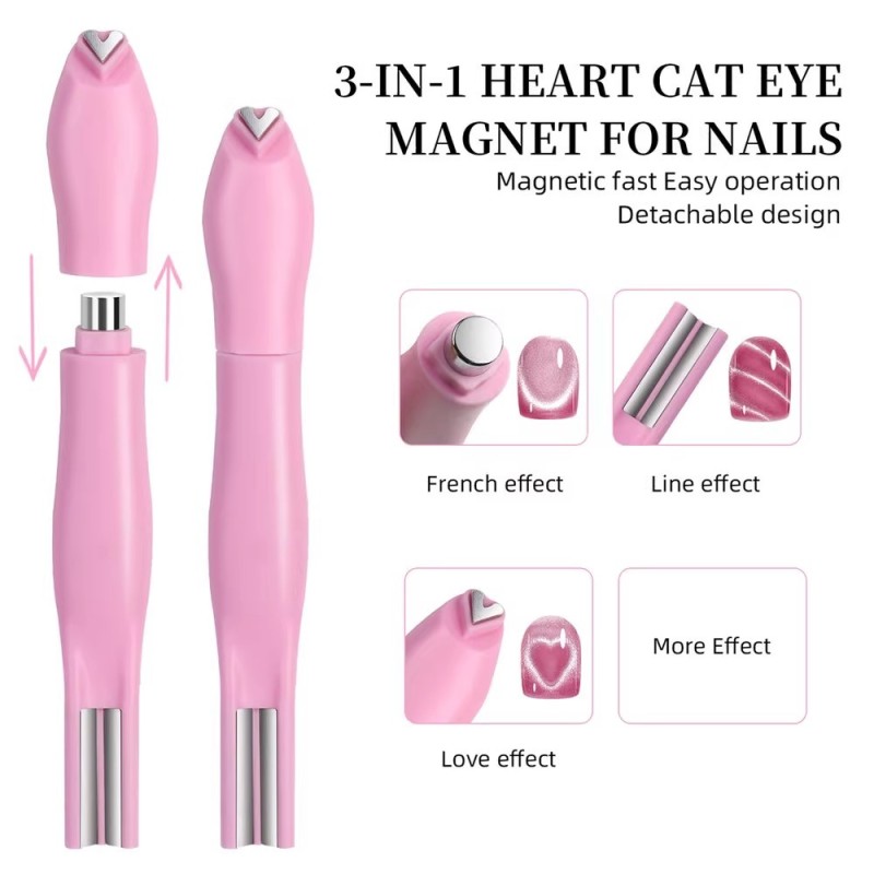 Three-in-One Professional Cat's Eye Nail Polish Glue Strongly Magnetic Love Magnet Multi-Function Cylindrical Nail Art Heart