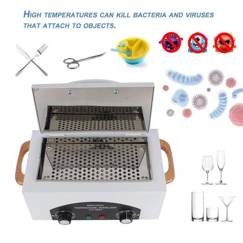 HJS 360 Degree Disinfection with Timer High Temperature 300W Beauty Salon Dental Tools Tableware Hot Disinfection Cabinet