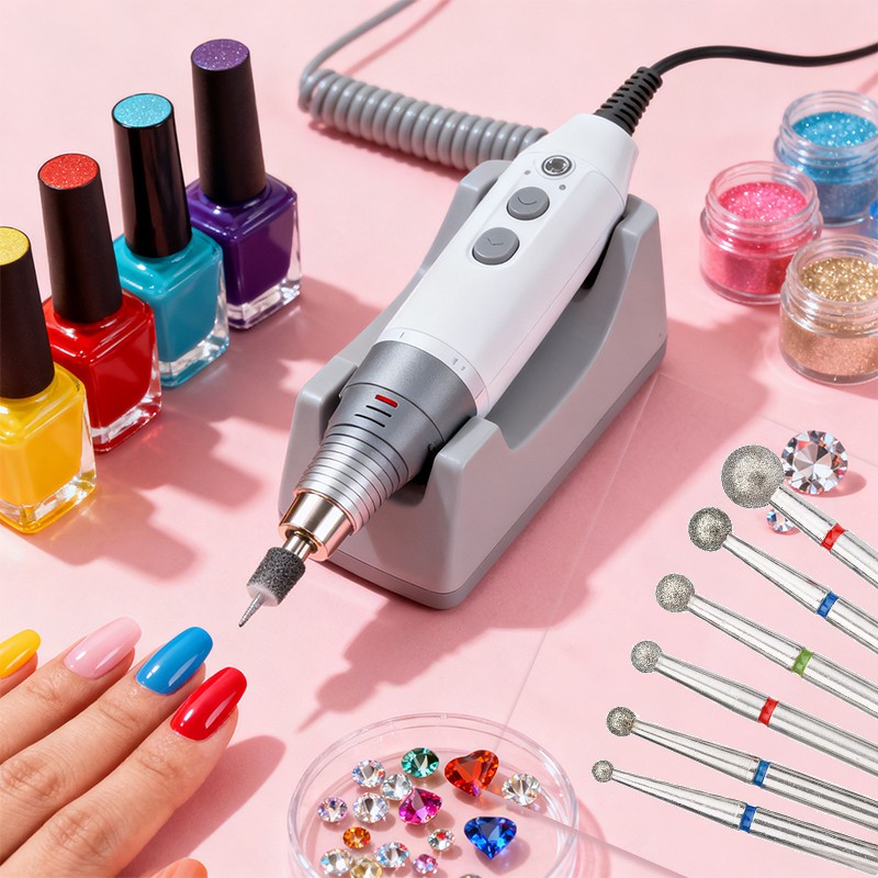 Professional Stainless Steel Diamond Nail Drill Bits Manicure Accessories Different Size Cuticle Drilling Bits