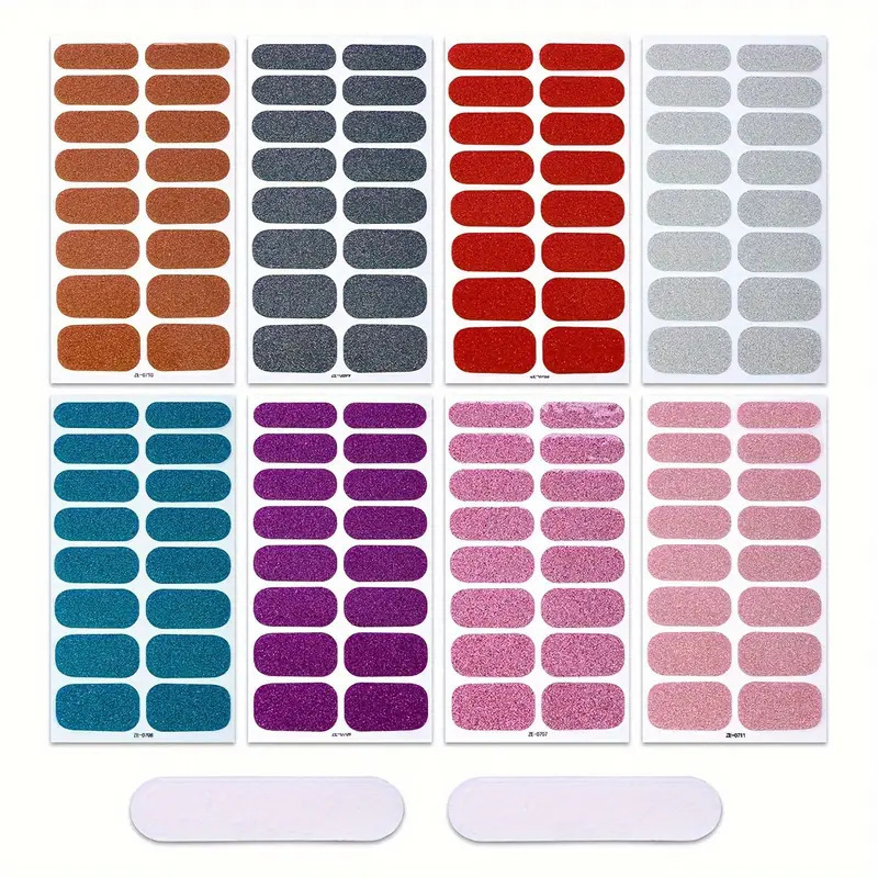 New Trend French Style Nail Polish Film Stickers Solid Color Glitter Plastic Christmas Nail Decals for Amazon Best Seller