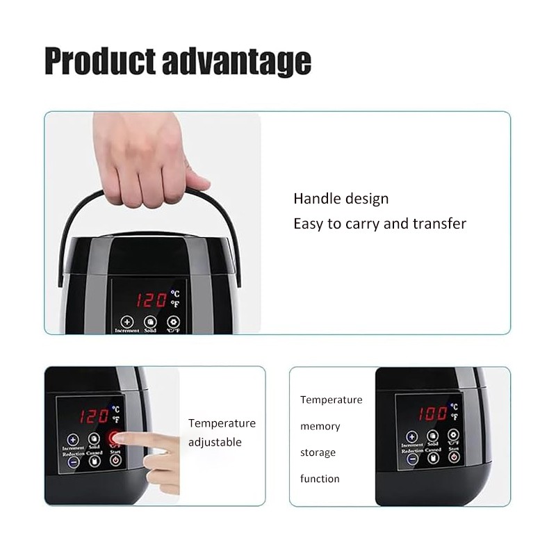 Easy-to-Clean Electric Hair Removal Wax Warmer Salon Use Body Wax Heater with Silicon Bowl Digital Display Wax Melting Machine