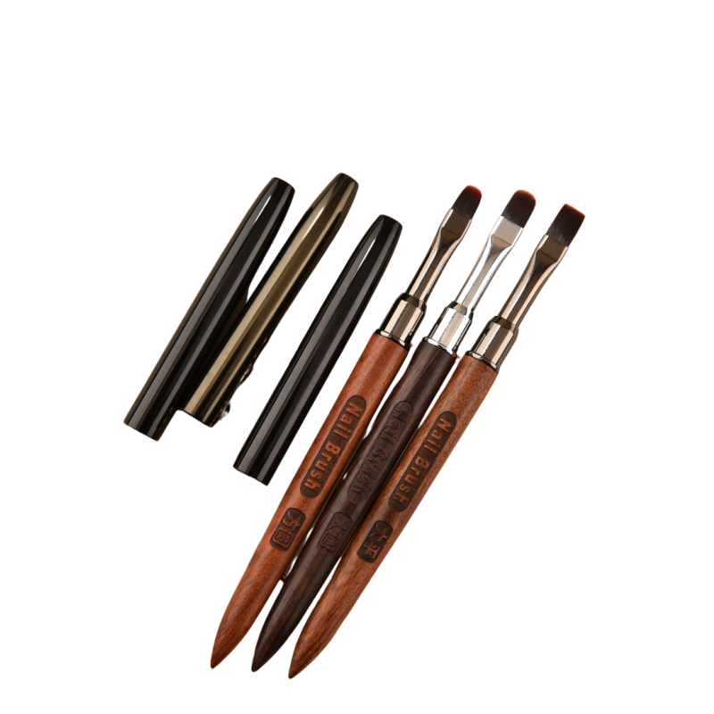 Luxury Nail Brush Crimped Ferrule Wood Handle Nylon Liner Hair Shape DIY Professional Tools