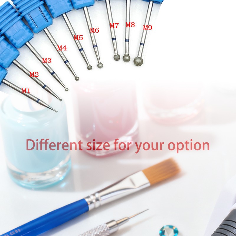 Professional Stainless Steel Diamond Nail Drill Bits Manicure Accessories Different Size Cuticle Drilling Bits