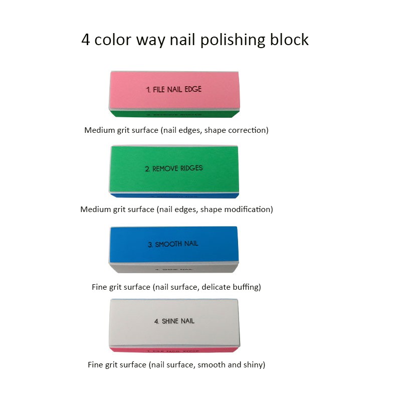High Foaming Soft Square Manicure Disposable Nail Buffer Four-Sided Sanding File Block with Polish for Nail Art Tools