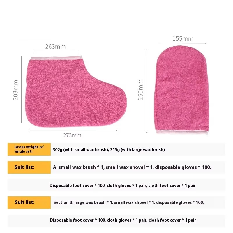 New Arrival Accessory Set Velcro Cotton Insulation Hand & Foot Gloves with Synthetic Hair Wax Brush for Paraffin Wax Therapy