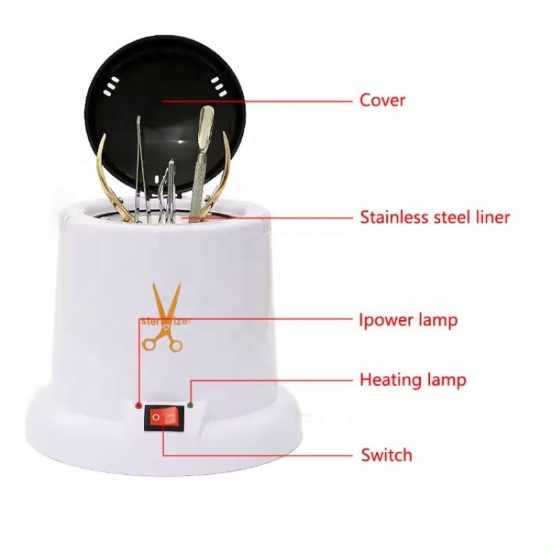 HJS  100W High Temperature Nail Tools Disinfection Box Quartz Sand Metal Makeup  Tools Sterilizer Box