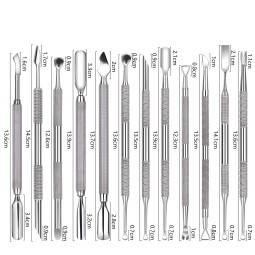 Multi-Functional Steel Cross-Border Nail Cuticle Pusher Double-Headed Beveled Arc-Shaped Dead Skin Tool Russian Nail Art Tool