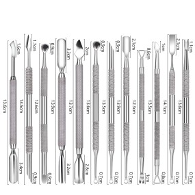 Multi-Functional Steel Cross-Border Nail Cuticle Pusher Double-Headed Beveled Arc-Shaped Dead Skin Tool Russian Nail Art Tool