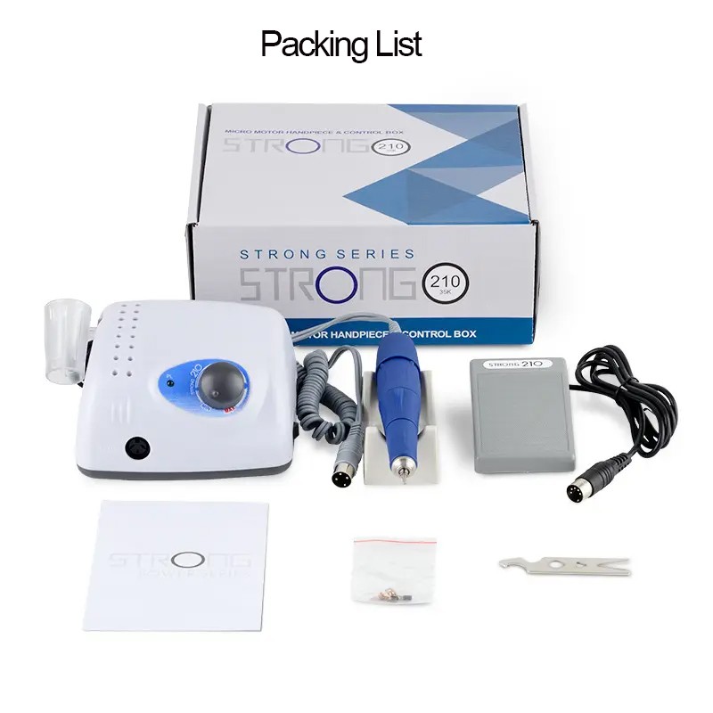 OEM 65W Ultra Strong 210 Korea Original & 102L Nail Making Machinery 40000rpm Brush Strong 210 E-file Nail Drill Machine