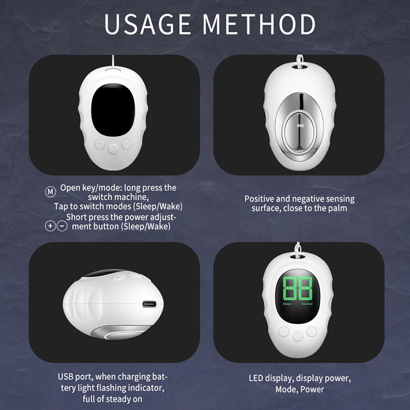 Portable 150mAh Wireless Instrument Professional Home Use LCD Display EMS Handheld Sleep Aid Micro-Current Device 32g ABS