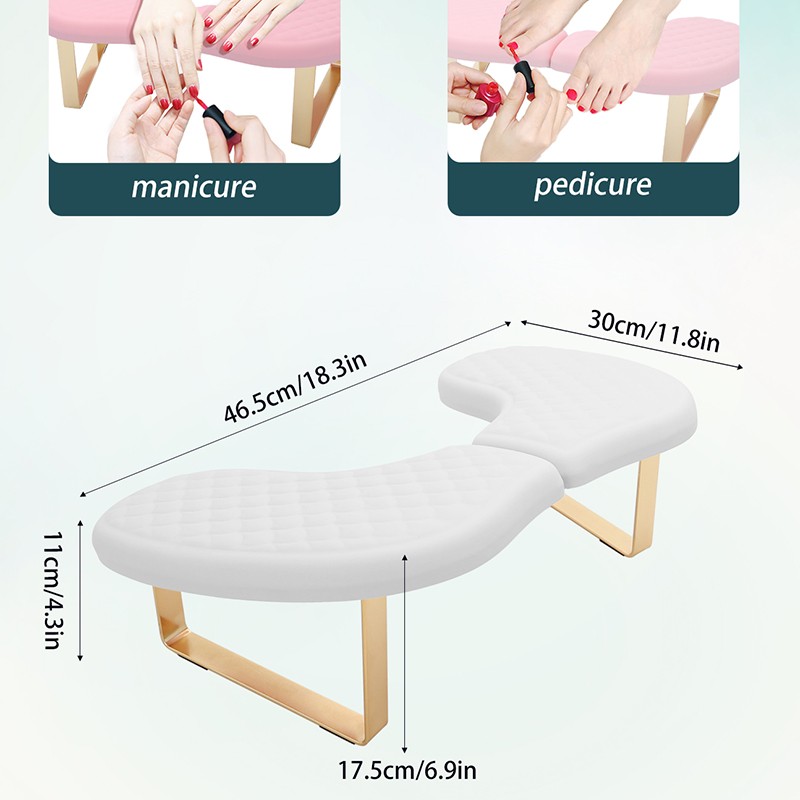 Stainless Steel Luxury U-Shaped Leather Cushion Pillow for Russian Arm Rest Foldable Hand Desk Support Nail Salon Nail Supplies