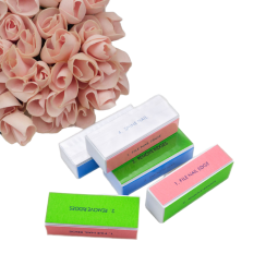 High Foaming Soft Square Manicure Disposable Nail Buffer Four-Sided Sanding File Block with Polish for Nail Art Tools