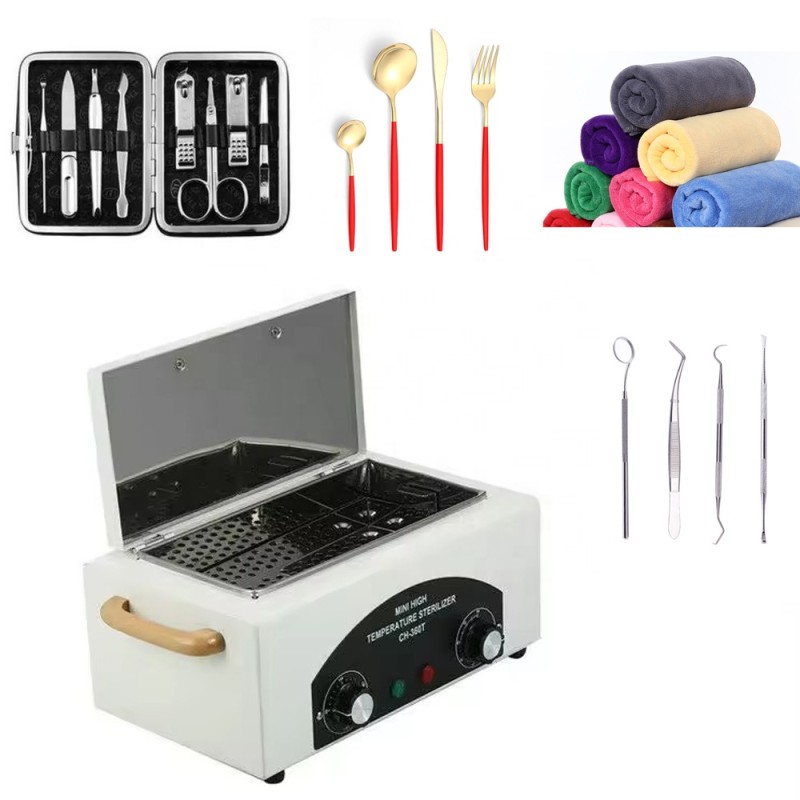 HJS 360 Degree Disinfection with Timer High Temperature 300W Beauty Salon Dental Tools Tableware Hot Disinfection Cabinet