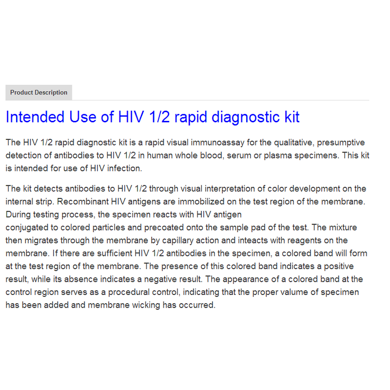 HIV Test Kit Factory - Rapid One Step Blood Test Kit