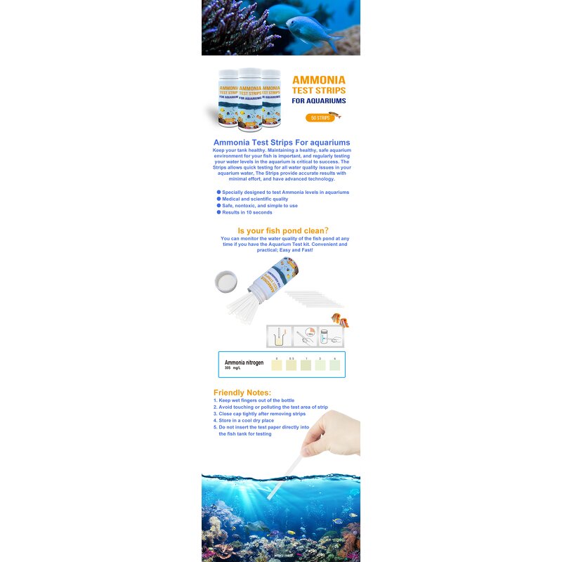 Ammonia Test Kit Factory - Fish Pond Water Quality Strip Kit