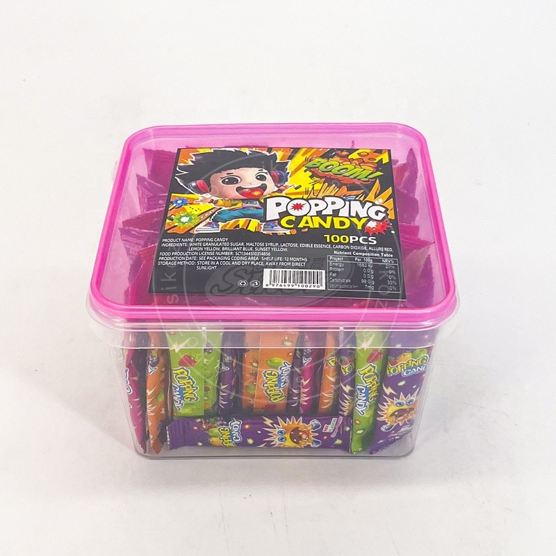 Fruit flavored popping candy