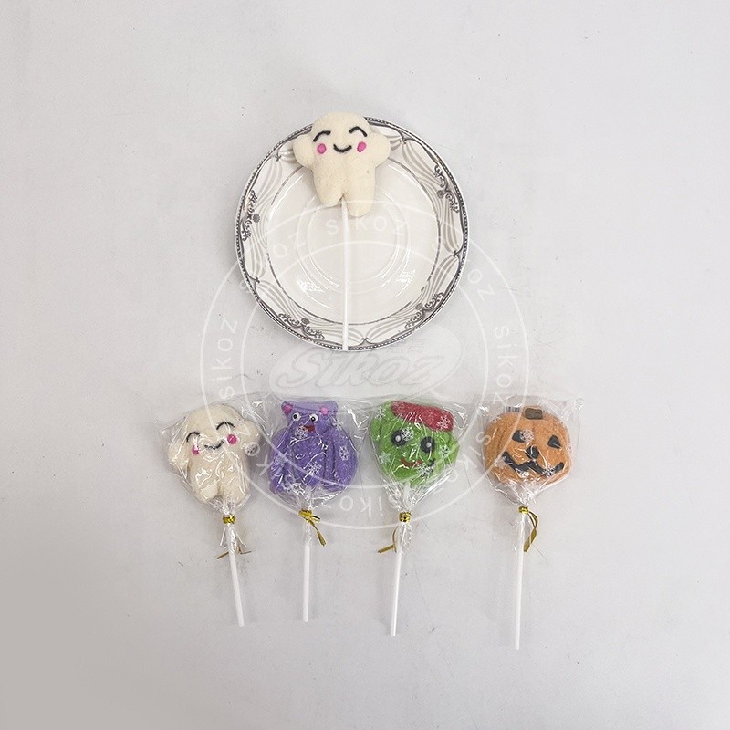 Four Different Styles of Cute Cartoon Marshmallow Lollipop
