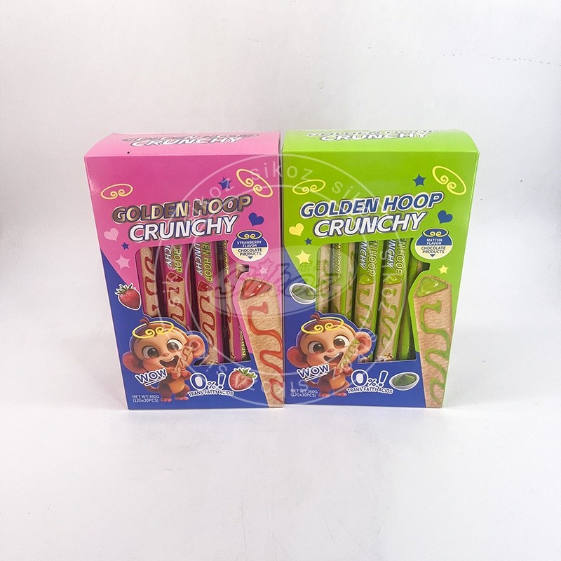 Sandwich Wafer Cookies with Strawberry and Matcha Flavors