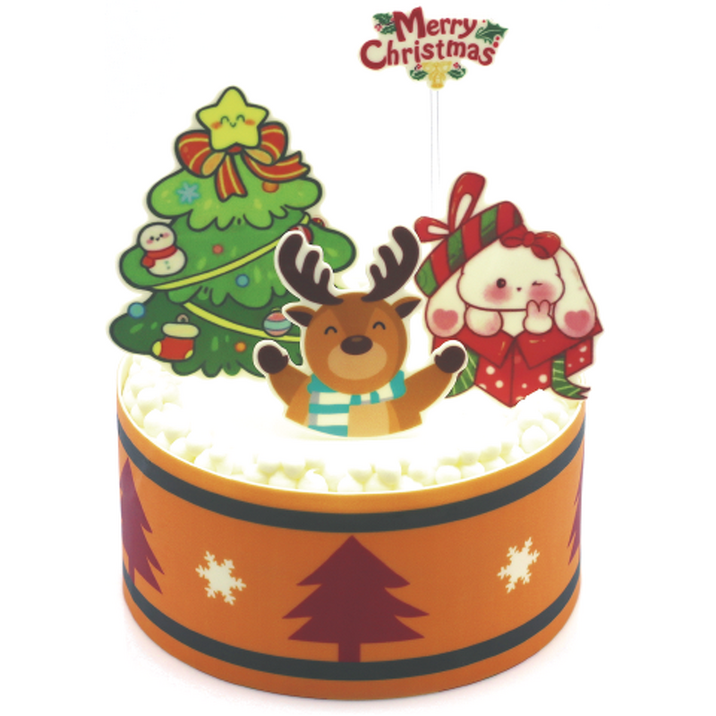 Christmas Chocolate Cake Decoration Supplier - White & Dark Christmas Tree Cake Topper