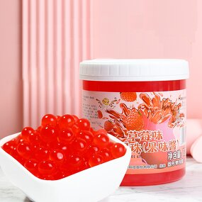 Strawberry Popping Boba Pearls Supplier - High Quality 1.2kg Fruit Juice Bursting Balls Bottle