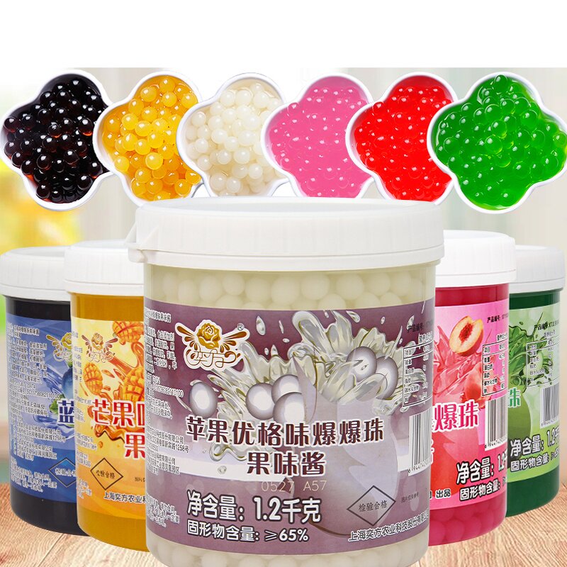 Popping Boba Pearls Supplier - Hot Sale 1.2kg Premium Multiple Fruit Flavors for Bubble Tea