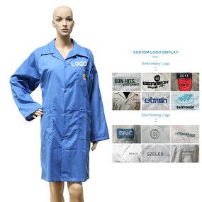 Conductive ESD Smock Supplier - V-neck Cotton Labcoat Cleanroom Garment