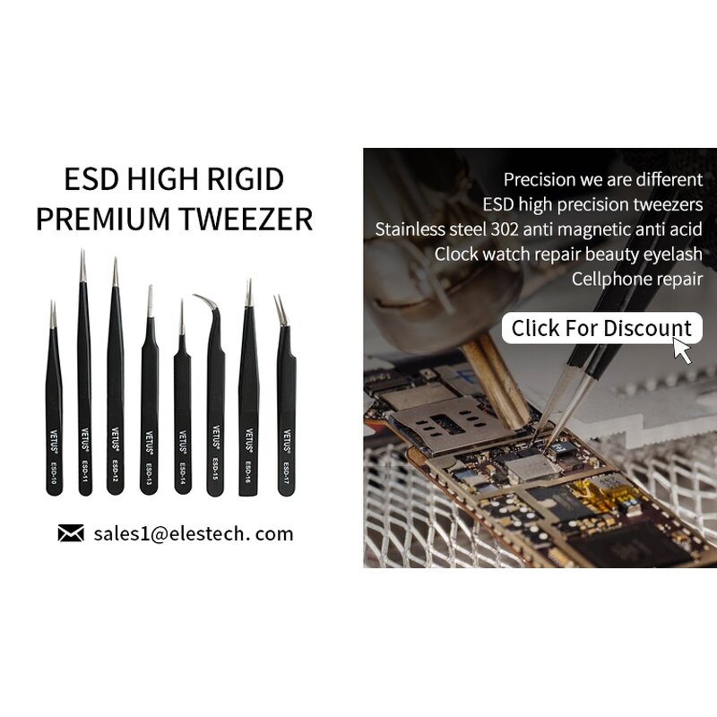 VETUS ESD Tweezers Factory - Antistatic ESD-10 to ESD-17 Series Tweezers