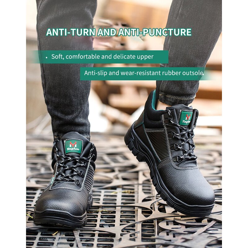 Man Work Safety Shoes Factory - PU Leather Iron Toe Puncture Resistant Boots