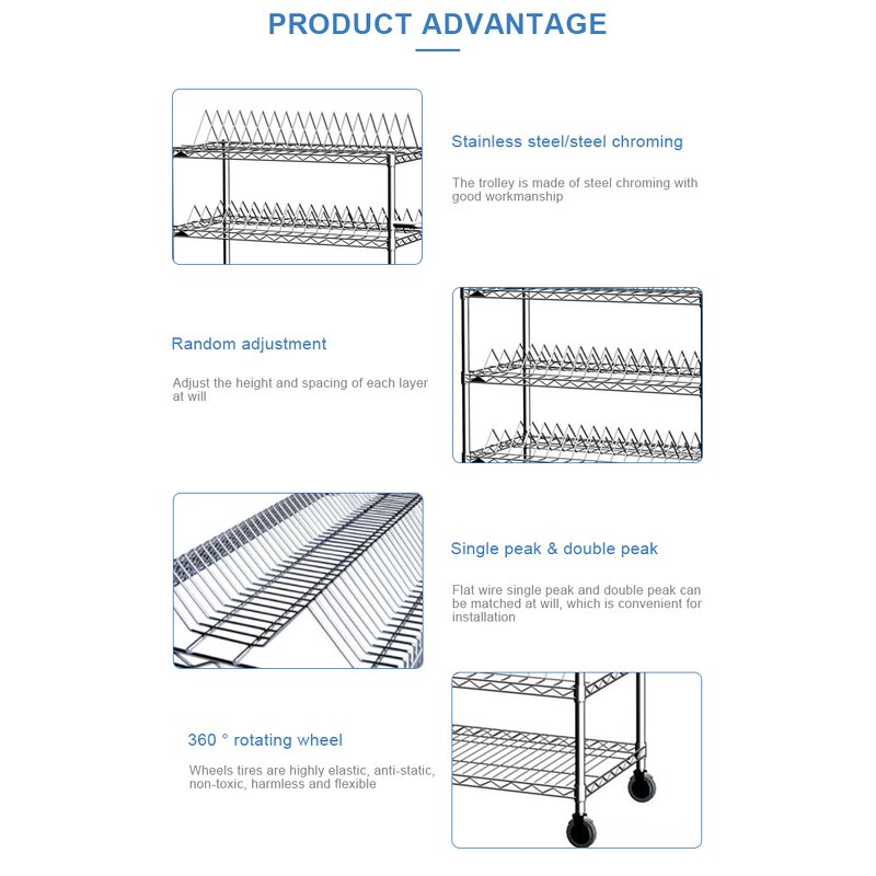 SMT Storage Shelf Factory - 3 Layer Carbon Steel Transfer Solution Cart