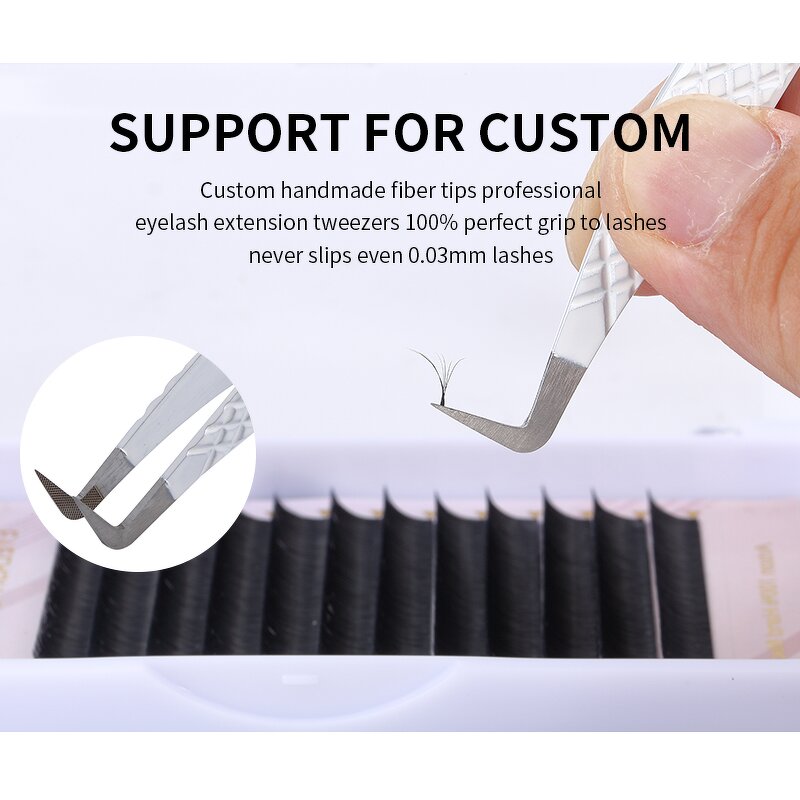 Eyelash Tweezers Factory - Free Custom Logo Diamond Grip Fiber Tip Tweezer