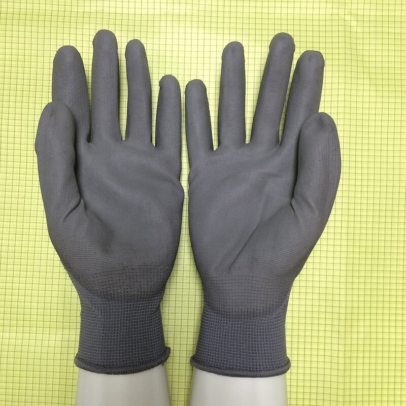 Safety Gloves Supplier - Black Gray PU Palm Coating Work Gloves