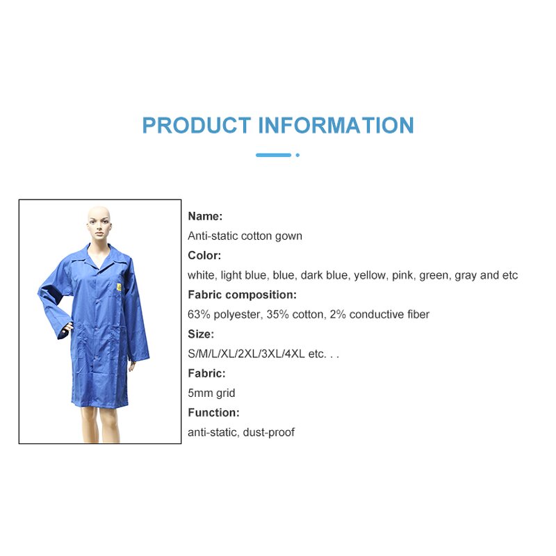 Conductive ESD Smock Supplier - V-neck Cotton Labcoat Cleanroom Garment