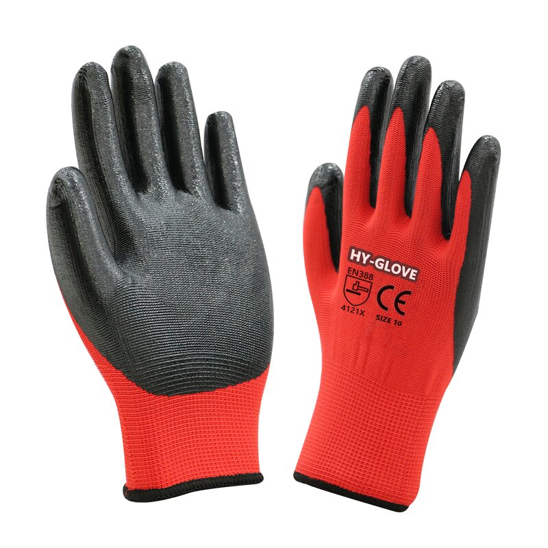 Nitrile Work Gloves Manufacturer - Black Coated Construction Grip Gloves