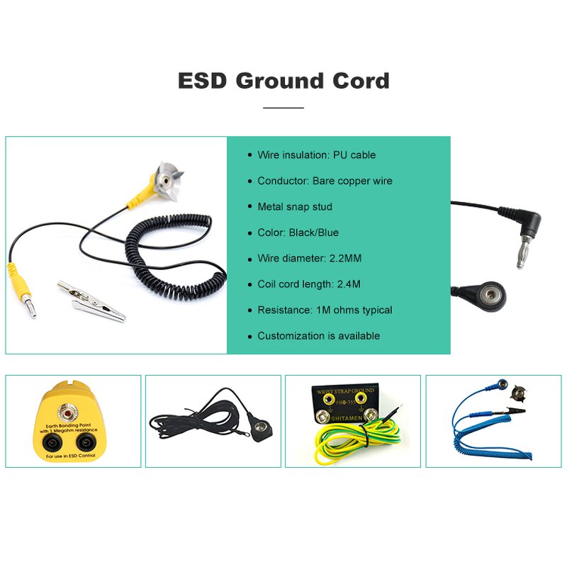 ESD Wrist Strap Supplier - Wireless Cord Ground Plug Adapter Armband