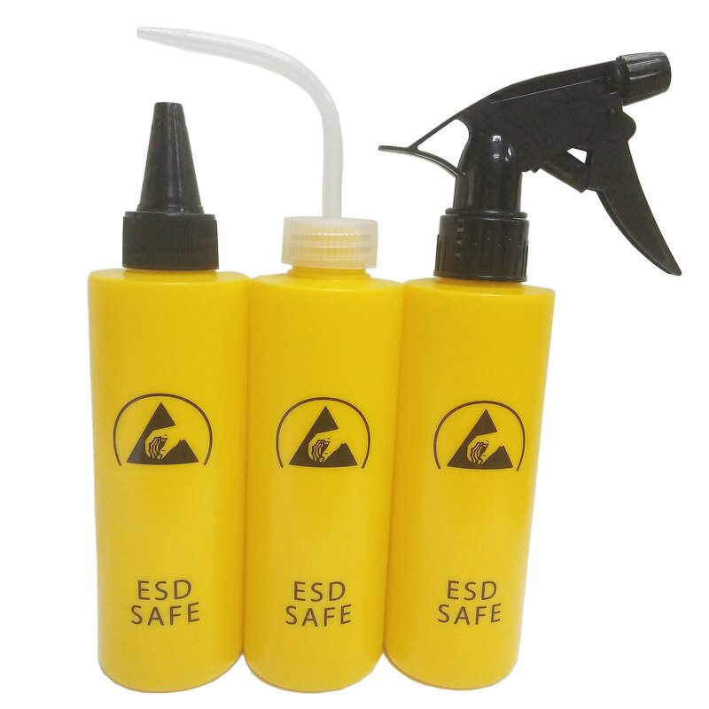 Anti-Static Nozzle Bottle Supplier - 250ml Yellow Blue Plastic Solvent Bottle