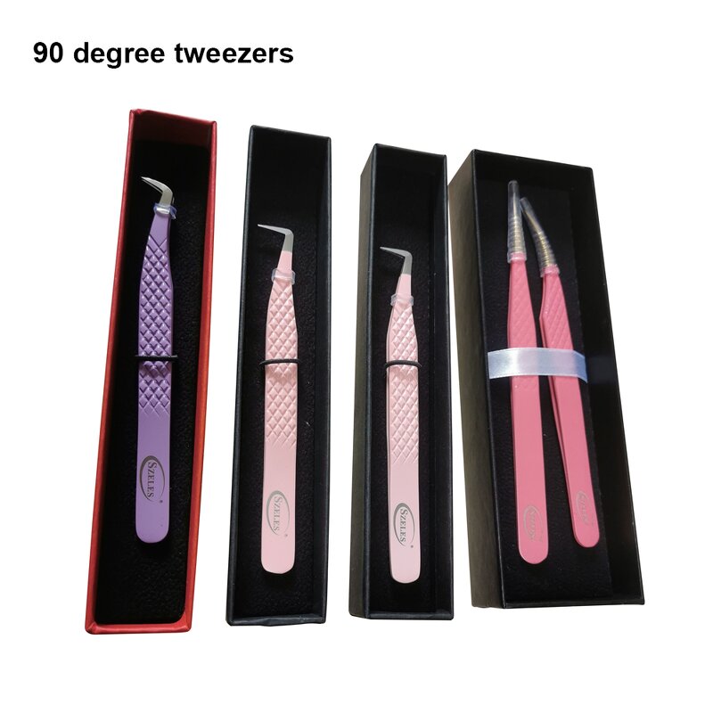 Stainless Steel Eyelash Tweezers Supplier - Volume Lash Fiber Tip Curved Grip